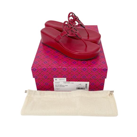 TORY BURCH Miller Wedge Sandal in Tory Red 7 - Picture 2 of 9